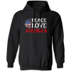 Peace Love American, American Flag, American Sunflower Pullover Hoodie