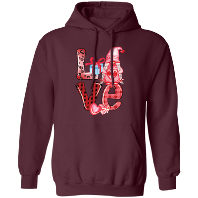 Love Gnome, Pink Leopard, Cute Love, Cute Valentine Pullover Hoodie