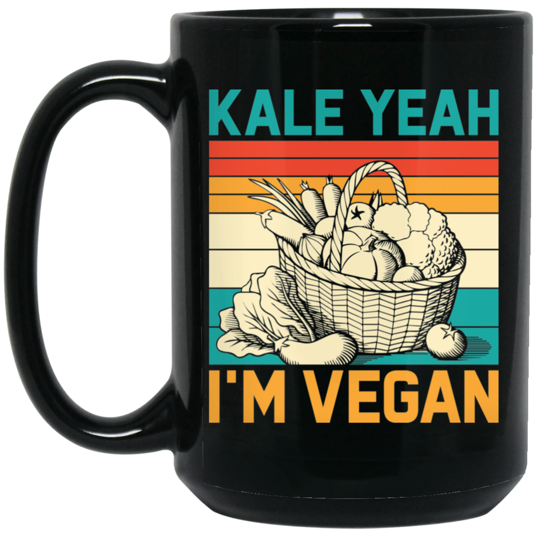 Kale Yeah, I'm Vegan, Retro Kale Yeah, Vegan Vintage Black Mug