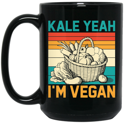 Kale Yeah, I'm Vegan, Retro Kale Yeah, Vegan Vintage Black Mug