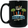 Best Surfing In California, Love Beach, California Vacation Black Mug