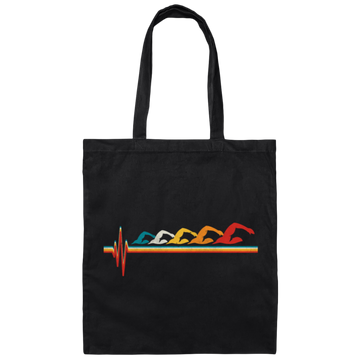 Retro Swimming Swimmer Heartbeat Water Sport Funny Canvas Tote Bag