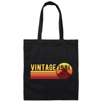 Vintage 1981 Birthday Gift, 1981 Birthday Canvas Tote Bag