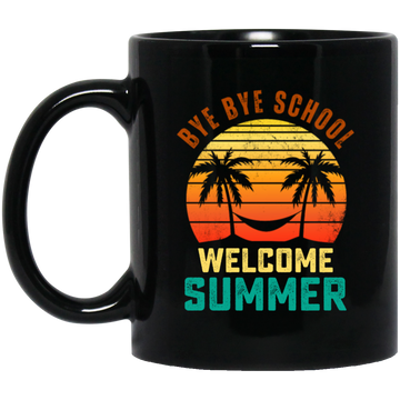 Bye Bye School, Cute Student, Retro Bye Bye School, Welcome Summer Black Mug