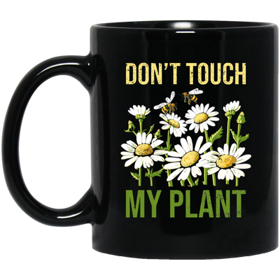 Chrysanthemum Lover Gift, Don't Touch My Plant Black Mug