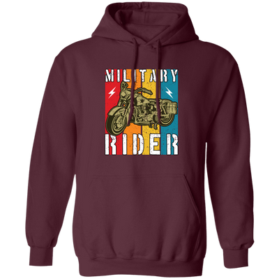 Military Rider, Motorbike, Retro Rider, Vintage Biker Pullover Hoodie