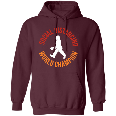 Bigfoot Gift, Social Distancing, World Champion, Retro Bigfoot Pullover Hoodie