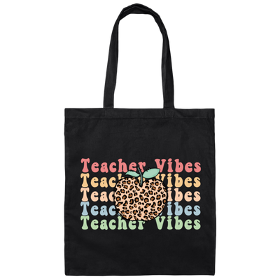 Teacher Vibes, Apple Lover, Apple Vibes, Groovy Teacher Canvas Tote Bag