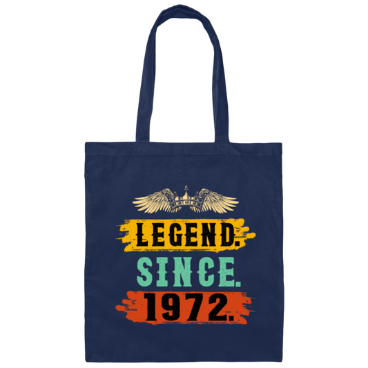 1972 Birthday, Retro Legend Since 1972 Canvas Tote Bag