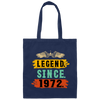 1972 Birthday, Retro Legend Since 1972 Canvas Tote Bag