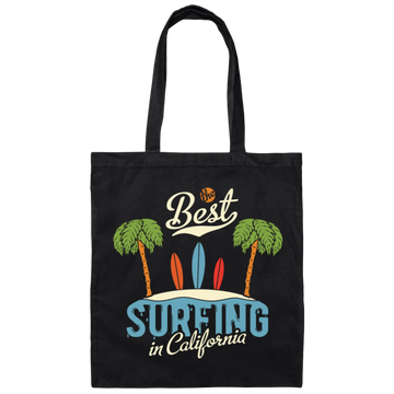 Best Surfing In California, Love Beach, California Vacation Canvas Tote Bag