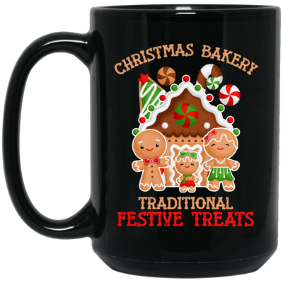 Christmas Bakery, Traditional Festive Treats, Gingerbread Family, Merry Christmas, Trendy Christmas Black Mug