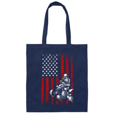 American Flag, Quad Bike Lover, Racing Boy, Gift For American Racing Man Canvas Tote Bag