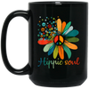 Daisy Peace Sign, Hippie Soul, Flower Lovers, Love Hippie Soul Black Mug