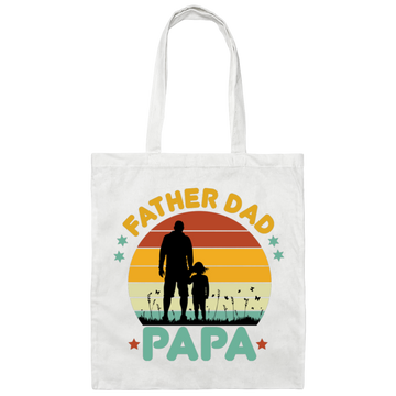 Retro Papa, Father's Day Gift, Daddy And Daughter Silhouette Canvas Tote Bag
