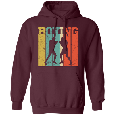 Boxing Lover, Love Boxing, Boxing Silhouette, Retro Boxing Pullover Hoodie