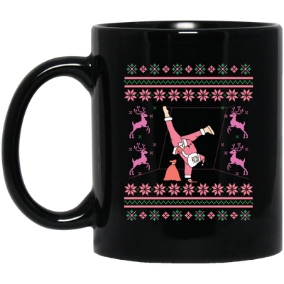 Pinky Santa, Hip Hop Santa, Santa Breakdance, Xmas Pattern, Merry Christmas, Trendy Christmas Black Mug