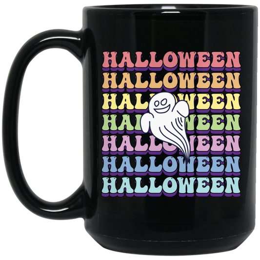 Halloween Party, Ghost Halloween, Groovy Halloween Black Mug