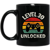 Level 30 Unlocked, Love 30th Birthday, Best Of 30th, Retro Playing Love Gift Black Mug