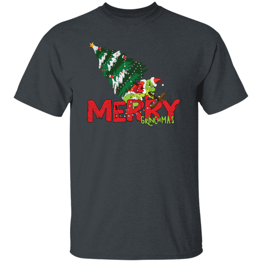 Merry Grinchmas, Merry Christmas, Grinch With Xmas Tree Unisex T-Shirt