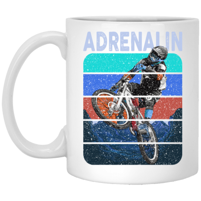 Mountain Bike Gift, Downhill Extrem Sport, Adrenalin Love Gift, Retro White Mug