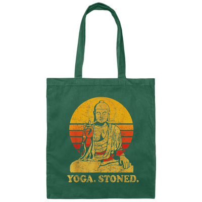 Yoga Stoned, Buddha Retro Sunset Canvas Tote Bag