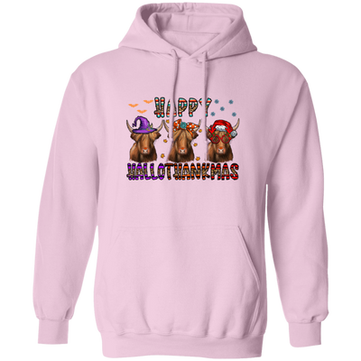 Happy Halloween Happy Thanks Giving Merry Christmas 3 Buffallo Pullover Hoodie