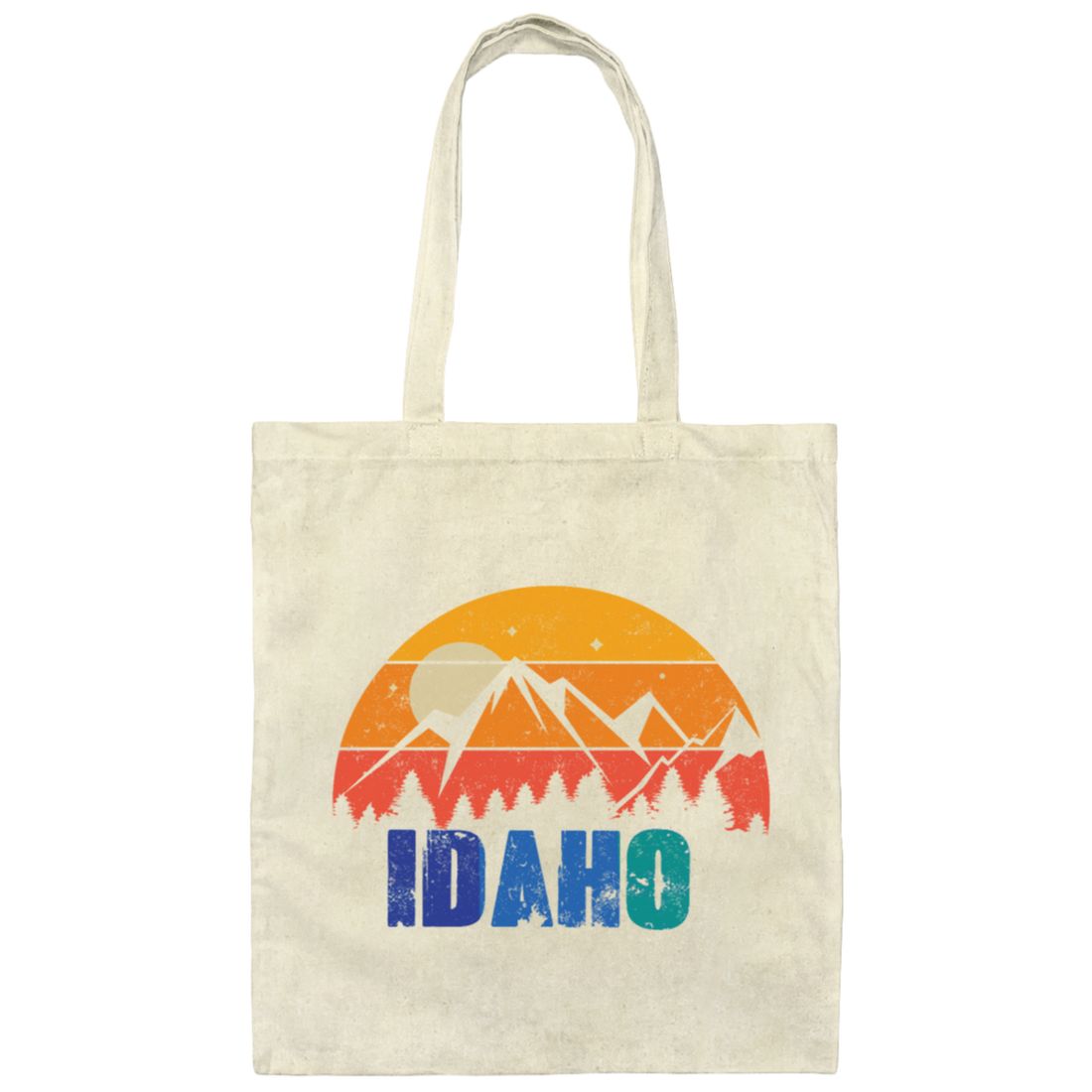 Retro Vintage Idaho With Mountain And Forest Canvas Tote Bag
