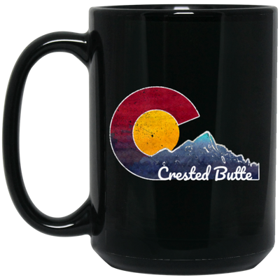 Crested Butte, Colorado With Flag Inspired Scene, Love Colorado Gift Black Mug