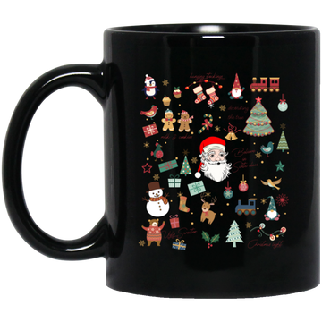 Love Noel, Funny Santa, Merry Christmas, Santa Claus Black Mug