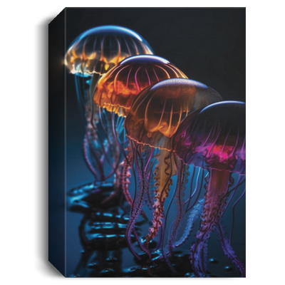 Jellyfish Team, Jellyfish Under The Ocean, Shimmering Polished Jellyfish Canvas