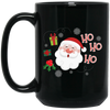 Cute Santa Claus, Ho Ho Ho Santa, Love Funny Santa, Merry Christmas, Trendy Christmas Black Mug