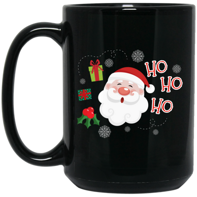 Cute Santa Claus, Ho Ho Ho Santa, Love Funny Santa, Merry Christmas, Trendy Christmas Black Mug