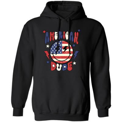 American Dude, Proud Of America, American Smile, Retro American Pullover Hoodie