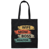 Love Wife Love Mom, Mom As Wife As Boss, Realtor Mom, Retro Mother Gift Canvas Tote Bag