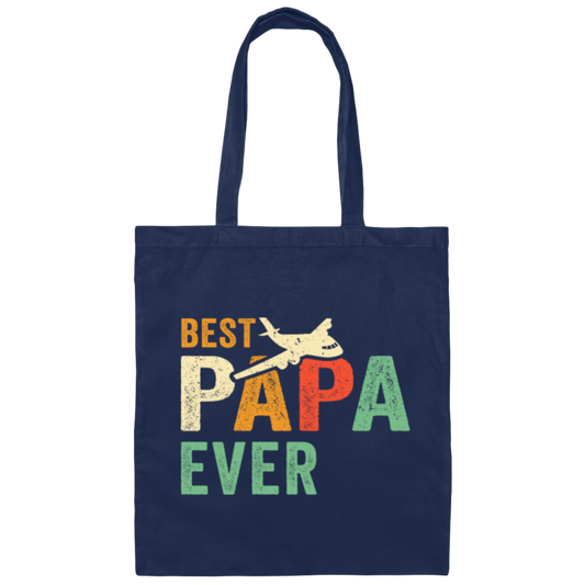 Papa Pilot, Vintage Style, Cool Pilot Gift Canvas Tote Bag