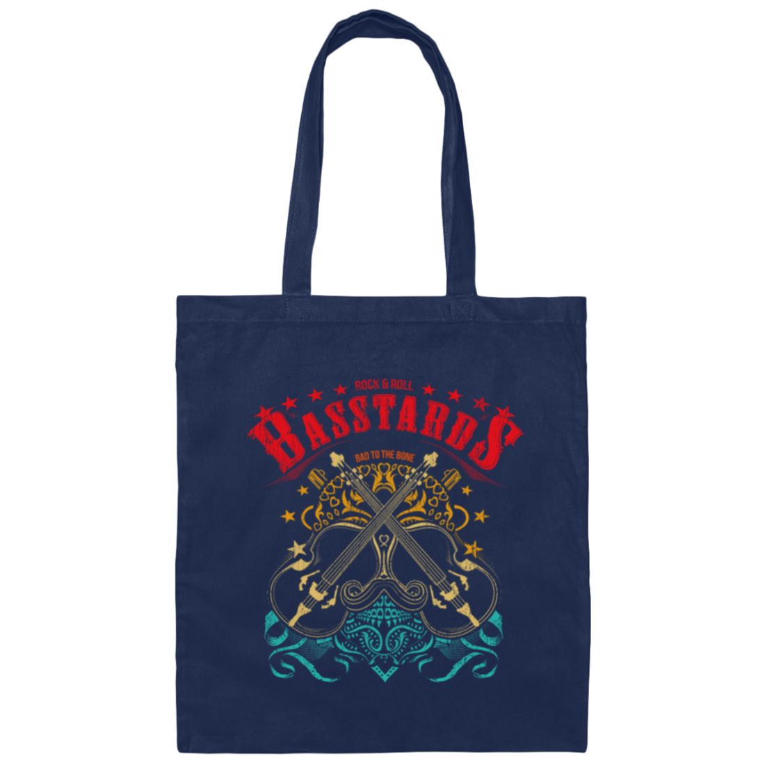 Bass Player Sugar Skull - Rock And Roll Basstards Canvas Tote Bag