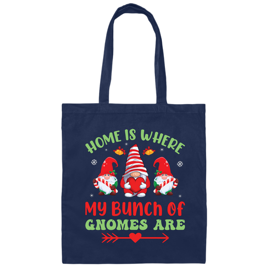 Home Is Where My Bunch Of Gnome Are, Merry Christmas Canvas Tote Bag
