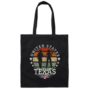 United States Texas Retro Cowboy Canvas Tote Bag