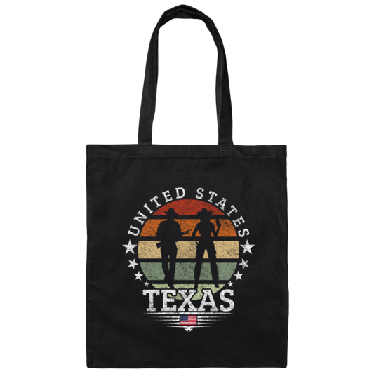 United States Texas Retro Cowboy Canvas Tote Bag