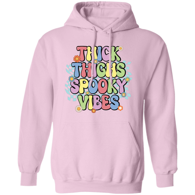 Thick Thighs Spooky Vibes, Spooky Boo, Groovy Boo Pullover Hoodie