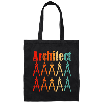 Architecture Student, Architect Compass Retro, Love Math, Love Compass Canvas Tote Bag