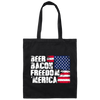 Beer Bacon Freedom Merica - American Flag Canvas Tote Bag