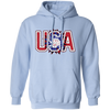 USA Flag, American Sunflower, Retro American Flower Pullover Hoodie