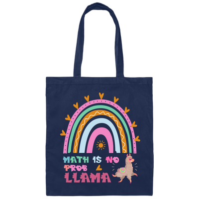 Math Is No Problem, No Prob-llama, Math Rainbow Canvas Tote Bag