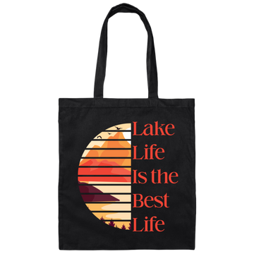 Lake Life Is The Best Life, Love Lake, Retro Lake Canvas Tote Bag