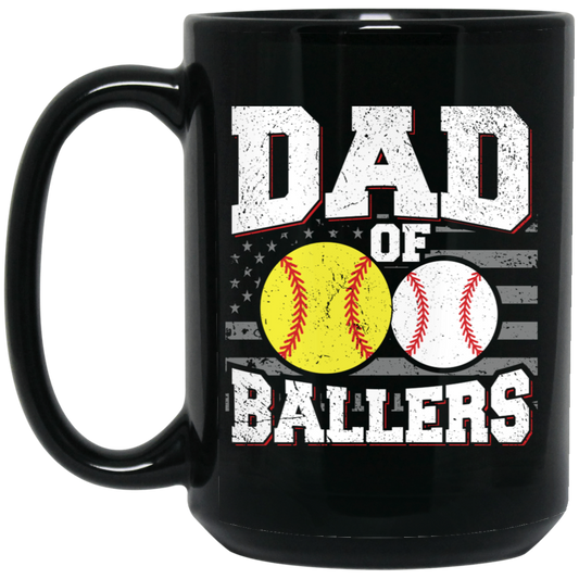 Baseball Sport, Dad Of Ballers, Retro Baseball Player Black Mug