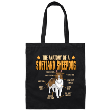 Funny Dog Shetland Sheepdog Lover Anatomy Gift Canvas Tote Bag