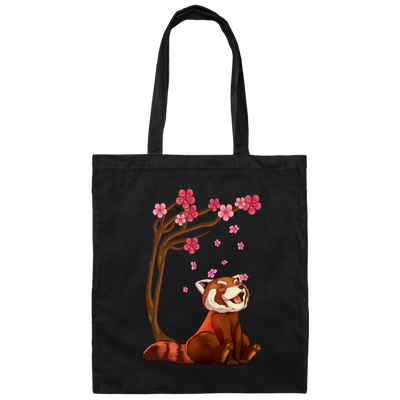 Cute Red Panda Bear, Cherry Blossom Flowers, Sakura Art Gift Canvas Tote Bag