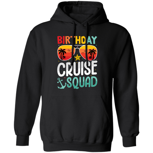 Birthday Cruise Squad, Retro Beach, Retro Birthday Pullover Hoodie